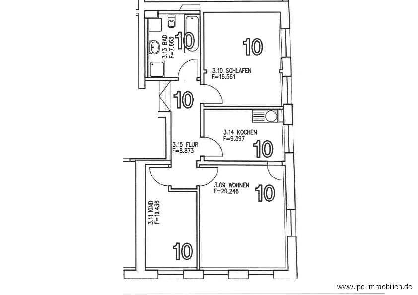 Grundriss Etagenwohnung Wismar